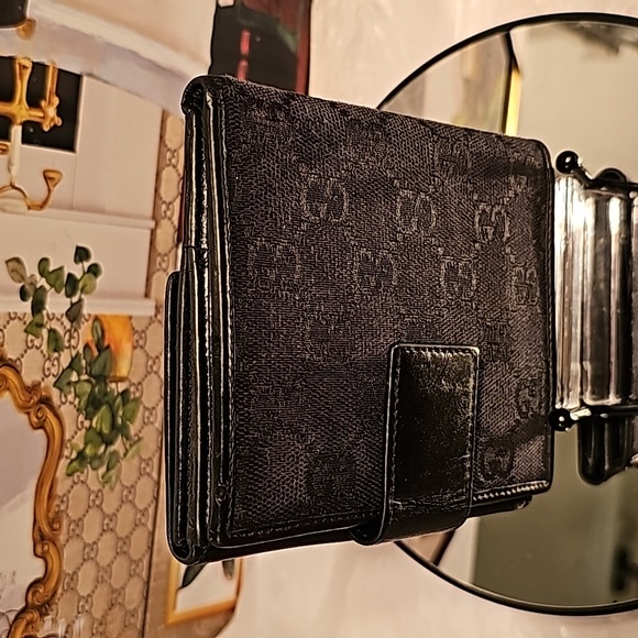 Gucci Guccissima Compact Canvas/Leather Black Wallet - Picture 5 of 11